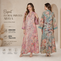 Robe longue ample de luxe à imprimé floral brodé de sequins pour les vacances, le Ramadan, les réunions, ODM, Abaya en polyester
