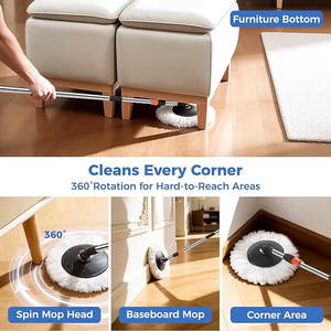 Set Secchio e Mop Rotante HOLAMOPA con Cesto Girevole in Acciaio Inossidabile e Secchio Staccabile per la Pulizia dei Pavimenti Domestici - Product Image 3