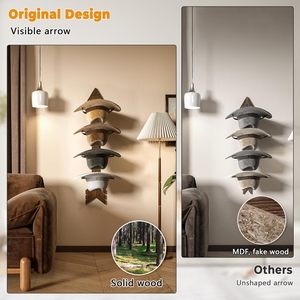 Porte-chapeau en bois de couleur naturelle moderne occidental, porte-chapeau de cowboy avec design multifonctionnel pour l'affichage dans le salon - Product Image 4