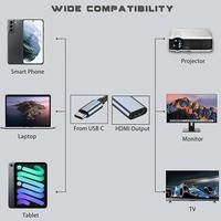 Cable USB-C 3.1 a HDTV, 60Hz 4K, Adaptador de Pantalla HDMI Tipo C para TV, Monitor, Proyector, para MacBook, Laptop, Teléfono Móvil, Tablet
