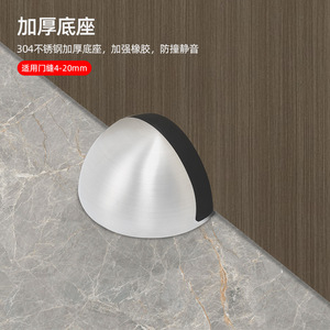 ตัวกันกระแทกประตูสแตนเลสแบบติดพื้น เหล็ก 304 ยางกันกระแทก ช่องว่าง 4-20 มม. ดีไซน์มินิมอล - Product Image 1