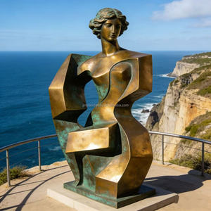 Escultura Moderna Abstracta de Figura Femenina en Bronce, Estilo Cubista, Estatua Artística para Decoración de Jardín y Hotel - Product Image 4