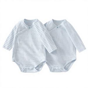 Set 2 Pezzi Estensioni per Abbigliamento Neonato Primavera/Autunno, Body a Maniche Lunghe, Tutine a Triangolo, Tute da Gattonamento in Cotone Colorato - Product Image 1