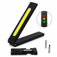 Lampe d'inspection magnétique pliable rechargeable COB, lampe de travail de poche mince, outil de réparation, signal rouge jaune vert