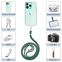 Tali Gantungan Ponsel yang Dapat Disesuaikan dengan Patch TPU, Tali Leher Crossbody, Tali Nilon Kepang dengan Pengait Logam untuk Smartphone Universal