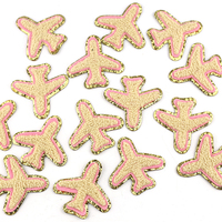 Serviette à paillettes dorées pour avion, flamant rose, palmier, patchs en chenille, appliques personnalisées, logo de créateur, patchs en chenille à repasser