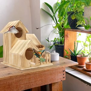 Vintage <span class=keywords><strong>Birdhouse</strong></span> Outdoor Met Pole, Oude Vogelhuisje Houten, Diy Outdoor Indoor Decoratie Grenen - Product Image 5