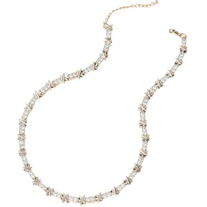 Collier Géométrique pour Femme, Chaîne en Or Blanc, Sertissage Griffe, Style Mariage, Ras-de-cou Tendance 2026 - Product Image 5