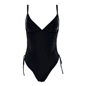 HDJ Maillot de bain une pièce grande taille, contrôle du ventre, col en V profond, paillettes, nœuds latéraux, maillot de bain pour femmes, sq66500 - Product Image 2