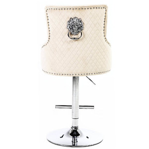 Tabouret de <span class=keywords><strong>bar</strong></span> rembourré en velours pelucheux avec heurtoir en forme de tête de lion chromé - Product Image 4