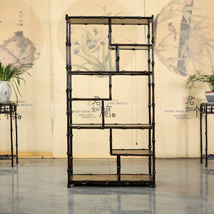 Chinese Retro Bamboo Display Shelf Irregular Shape <b>Standing</b> Type For Living Room <b>Tea</b> Set Storage - Product Image 1