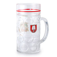 Chope à bière en plastique PS de 500 ml avec poignée, chope à bière transparente pour fête, Oktoberfest