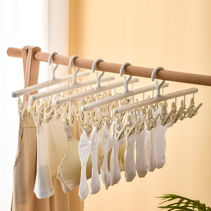 Sock And Clothes <b>Drying</b> <b>Rack</b> With Clips White Non Slip Home Use Rectangle Hook Type Clothing Organizer - Product Image 1