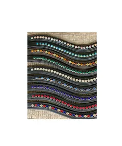 Bandas decorativas para cejas de caballo, cuero indio con cristal ostentoso, de cuero marrón