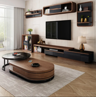 Table basse de style moderne de luxe pour salon, meuble TV télescopique à double niveau, table basse combinée longue