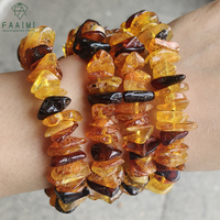 Bracelet en pierre naturelle d'ambre, perles de forme irrégulière, haute qualité, facettées, bijoux énergétiques, extensible, pour femmes et hommes, vente en gros