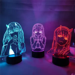 Sevgilim Franxx içinde sıfır iki 02 Anime figürü 3D LED RGB gece ışıkları serin güzel arkadaş için hediye lav lambası yatak odası masa süsü