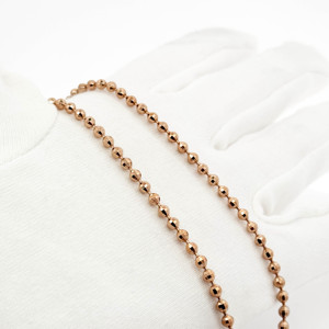 Diamond Cut 18K <b>Mirror</b> Ball <b>Chain</b> Necklace Solid Gold Bead Station Jewelry Women Party Daily Wear High Polish Luxury - Product Image 5