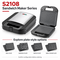 LEWE Grille-sandwich 4 tranches 1400W en acier inoxydable avec revêtement PTFE et marbre, design moderne pour usage domestique