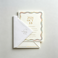 Carte d'invitation personnalisée multicolore avec bordure, carte de rappel de date, carte de message pour cérémonie, pour invitation de mariage ou de banquet
