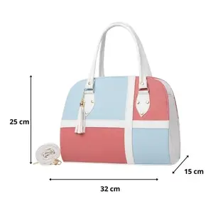 Bolso Tote para Mujer Fana Ilma, Rojo y Azul, PU Impermeable, con Cadena, Estilo Casual, Cierre Abierto - Product Image 3