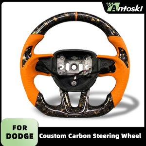 Volant chauffant en <span class=keywords><strong>fibre</strong></span> de carbone forgé véritable de style course personnalisé compatible avec les modèles Dodge Challenger Charger de 2015 à 2020 - Product Image 2