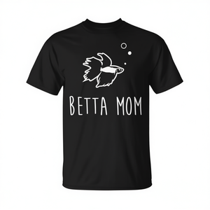 Camiseta Betta Mom Negra Unisex para Adultos, Cuello Redondo, Manga Corta, Diseño Serigrafiado para Dueños de Mascotas - Product Image 2