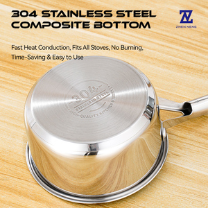 <span class=keywords><strong>Casserole</strong></span> en acier inoxydable 304 de 1,5 L, 16 cm, avec couvercle, compatible <span class=keywords><strong>induction</strong></span>, <span class=keywords><strong>pour</strong></span> lait et soupes, finition poli miroir - Product Image 1