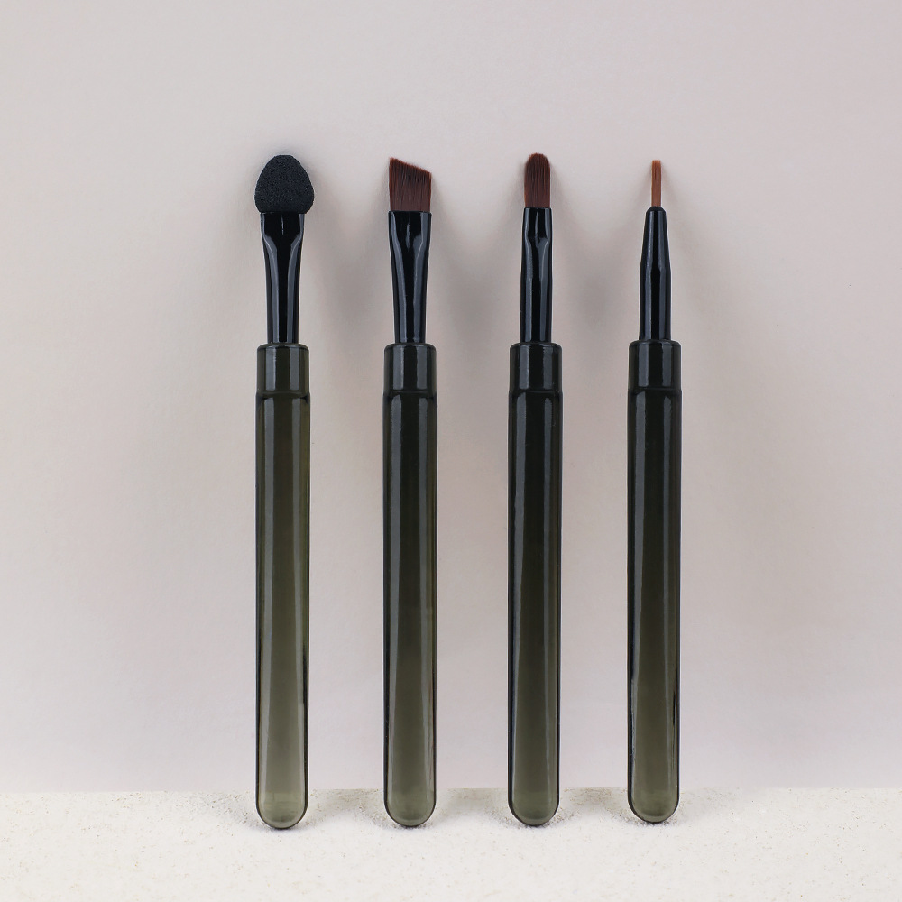 4-piece eye brush set-mini black transparent handle