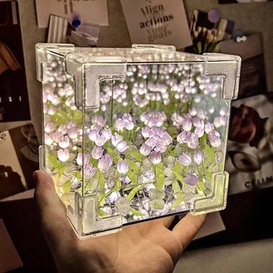 Lampe de Nuit en Acrylique pour Couple et Petite Amie, Tulipe, Miroir Cube, 16 Fleurs, Bricolage Créatif - Product Image 6