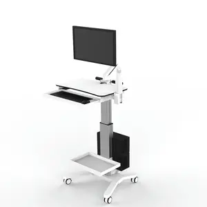 Modern Height Adjustable Mobile Workstation Dental Cart Monitor Medical Trolley for Hospital Dental Clinic