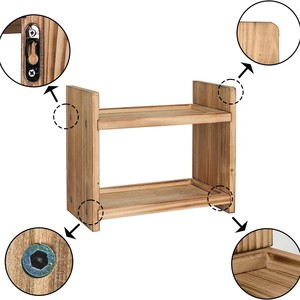 Wooden 2 Tier Desktop <b>Storage</b> <b>Rack</b> Rectangle Multifunctional <b>Kitchen</b> Spice Organizer Standing Type - Product Image 5