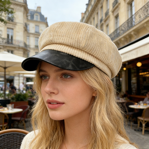Béret et casquette de gavroche en jean octogonale rétro artistique pour <span class=keywords><strong>femme</strong></span> – <span class=keywords><strong>Chapeau</strong></span> décontracté respirant adapté au ski et aux quatre saisons - Product Image 3