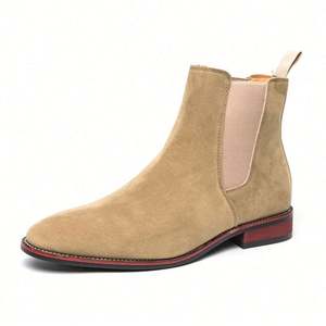 Botas Chelsea de Alta Calidad para Hombre, Estilo Retro de Lujo, Color Puro, Sin Cordones, de Gamuza Gruesa, Zapatos de Vestir para Exteriores - Product Image 3