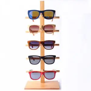 Présentoir de lunettes de soleil en bambou, Logo personnalisé, étagère en bois, décoration de magasin de lunettes,