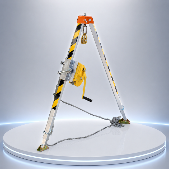 Compact Foldable Zhongmei Confined Space Entry Tripod with Smooth Gearbox Winch for Tight Area Rescue