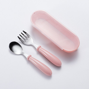 ชุดช้อนส้อมมีดสแตนเลสสำหรับเด็ก ด้ามจับพลาสติก ABS ลดราคา - Product Image 1