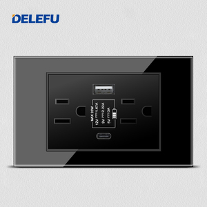 BAOBEN - Enchufe de Pared con Interruptor de Luz, Estándar Estadounidense, Tipo C <span class=keywords><strong>USB</strong></span>, Vidrio Templado Negro, para México, Japón, Filipinas, Tailandia, 118 - Product Image 6