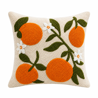 Housse de coussin Sanhome à motif orange brodé, faite à la main, en polyester tufté, pour canapé de salon, vente en gros OEM