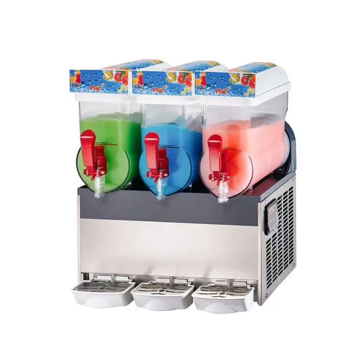 Snackzubehör Slush-Maschine 3 Tanks gewerbe Tiefkühlgetränk Slush-Eis-Schneeschneespulchmaschine Preis