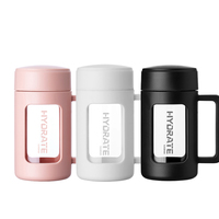 Bouteille d'eau en verre borosilicate haute résistance avec manche en silicone personnalisé, design unique et transparent, style minimaliste, bouchon à visser