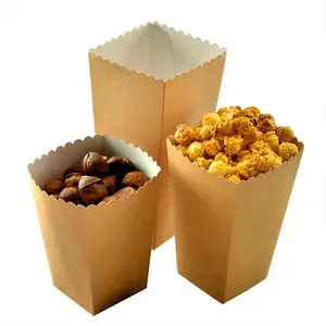 Boîte de pop-corn en papier Kraft de 46 OZ, Style cinéma, conteneur de pop-corn familial jetable pour fête