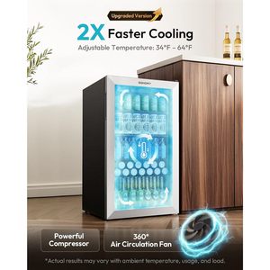Mini-réfrigérateur EUHOMY 3,2 pieds cubes, refroidisseur de boissons avec porte en verre, contrôle électronique de la température, pour la maison, le bar ou le bureau - Product Image 2