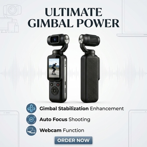 Caméra de poche 4K 80MP avec stabilisation électronique (EIS), caméra portable avec cardan, suivi de visage IA, <span class=keywords><strong>webcam</strong></span> Wi-Fi, caméra vidéo pour vlog, OEM ODM - Product Image 4