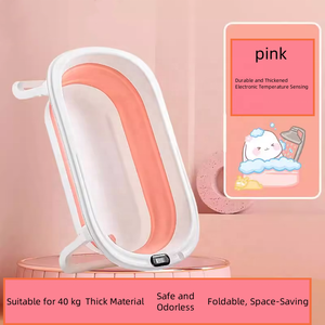 Pet Bathtub with Water Drain Plug Collapsible Pet Bathtub With Real-time Temp Monitor Portable Travel Dog Tub - Product Image 5