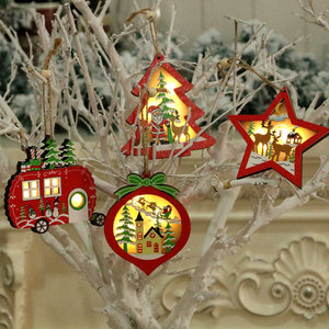 Christmas decorations, Christmas <b>tree</b> ornaments, wooden colorful <b>light</b>-<b>up</b> ornaments, Christmas <b>tree</b> decorations, small gifts - Product Image 2