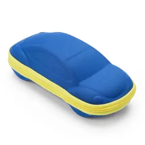कस्टम कार आकार डिजाइन रंगीन कपड़े ईवा हार्ड सुरक्षा बच्चों कस्टम लोगो चश्मा मामले