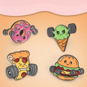 Broche fantaisie en forme d'aliments avec haltères, design de dessin animé amusant pour vêtements ou sacs, cadeau original parfait - Product Image 2