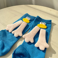 Chaussettes mi-mollet en polyester tricoté jetables, respirantes et colorées, avec motif de monstre de dessin animé 3D et mains magnétiques, design fantaisie mignon et amusant
