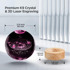 3D năng lượng mặt trời hệ thống pha lê bóng ánh sáng ban đêm với 16 màu gỗ LED cơ sở nâng cấp 3.15 hành tinh bóng đèn với từ xa - Product Image 5